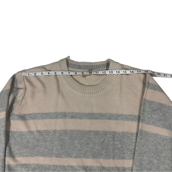 Toad & Co Plateau LS Crew Grey & Blush Striped Lambswool Nylon Mix Sweater Sz L - Picture 12 of 12